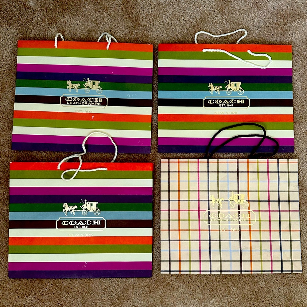 4 Large Used Coach Shopping Bags